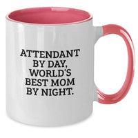 Load image into Gallery viewer, Funny Attendant Gifts from Men to Attendant - Attendant By Day, World's Best Mom By Night. Two Tone Coffee Mug, Christmas Unique Gifts for Attendant - Additional
