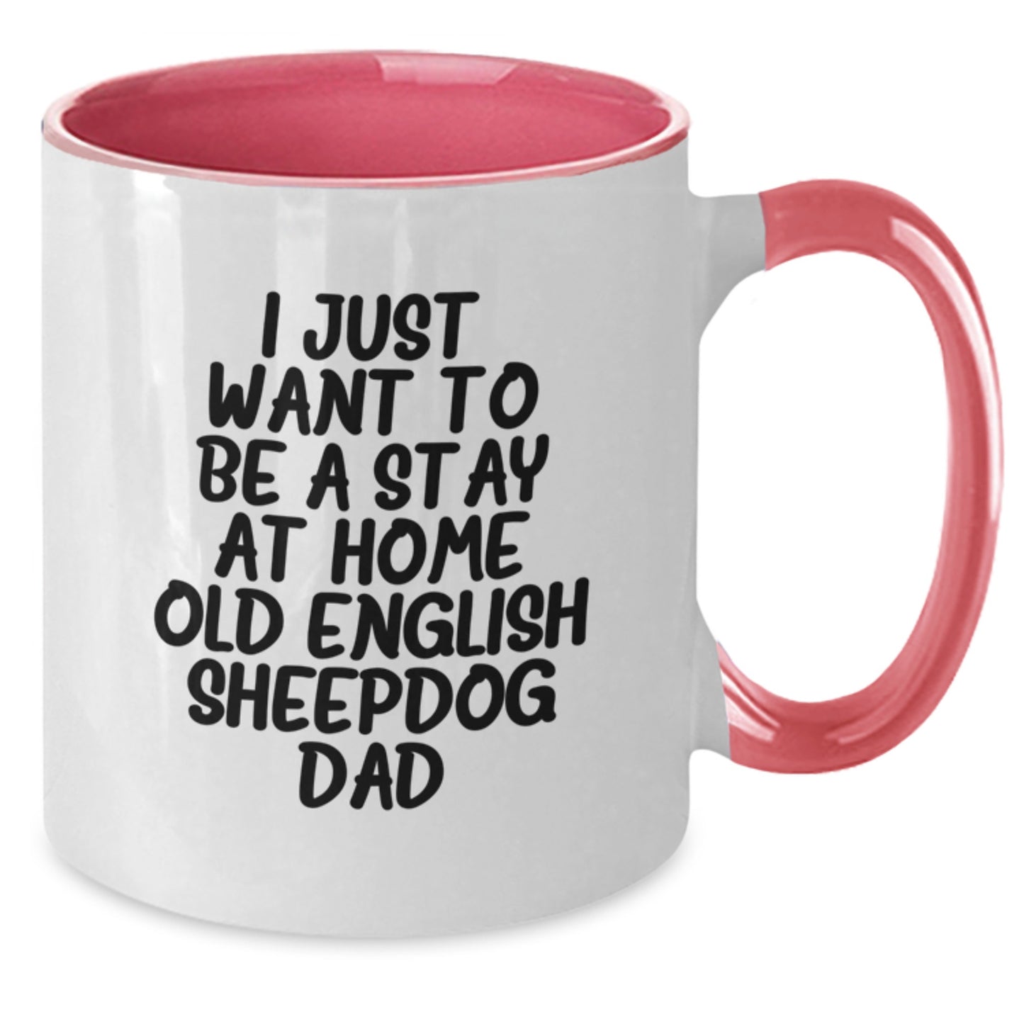 Funny Old English Sheepdog Dad Gifts for Him Birthday Unique Two Tone Coffee Mug with Red and White Design - Additional