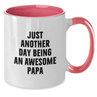 Load image into Gallery viewer, Funny Papa Gifts from Men for Just Another Day Being an Awesome Papa, Two Tone Coffee Mug for Graduation - Additional
