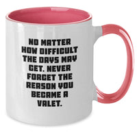Load image into Gallery viewer, Funny Valet Inspirational Quotes Gifts for Valet Men, Two Tone Coffee Mug, Christmas Unique Gifts from Friends, Never Forget Why You Became a Valet - Additional
