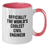 Load image into Gallery viewer, Funny Civil Engineer Gifts from Friends, Unique Two Tone Coffee Mugs for Civil Engineers, Officially The World&#39;s Coolest Civil Engineer Mug for Christmas - Additional
