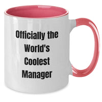 Load image into Gallery viewer, Funny Gifts from Friends to Manager - 'Officially The World's Coolest Manager' Two Tone Coffee Mug for Men or Women, Christmas Unique Ideas - Additional
