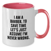 Load image into Gallery viewer, Funny Barber Gifts from Men Friends to Barber Men White Two Tone Coffee Mug, Christmas Unique Presents for Barber Enthusiasts - Additional
