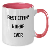 Load image into Gallery viewer, Funny Nurse Gifts from Men to Friends - Best Effin' Nurse Ever Two Tone Coffee Mugs, Christmas Unique Gift for Nurse - Additional

