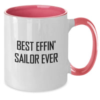 Load image into Gallery viewer, Funny Sailor Gifts from Friends, Best Effin&#39; Sailor Ever Two Tone Coffee Mug for Christmas, Unique Sailor Mugs for Men, Black White, Red White, Navy White, Pink White - Additional

