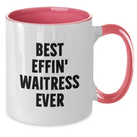 Load image into Gallery viewer, Funny Waitress Gifts from Friends, Unique Christmas Memorable Presents for Waitress, Best Effin&#39; Waitress Ever Two Tone Coffee Mug, Perfect for Coworkers, Family - Additional
