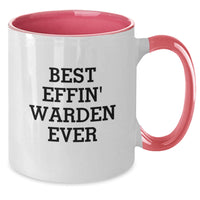 Load image into Gallery viewer, Funny Warden Gifts from Friends Christmas Unique Mugs, Best Effin' Ever Two Tone Coffee Mug, Black and White - Additional
