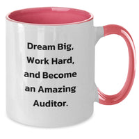 Load image into Gallery viewer, Inspirational Auditor Gifts from Men to Friends on Valentine's - Two Tone Coffee Mug - 'Dream Big, Work Hard, And Become An Amazing Auditor!' - Unique Valentine's Gifts for Auditor - Additional
