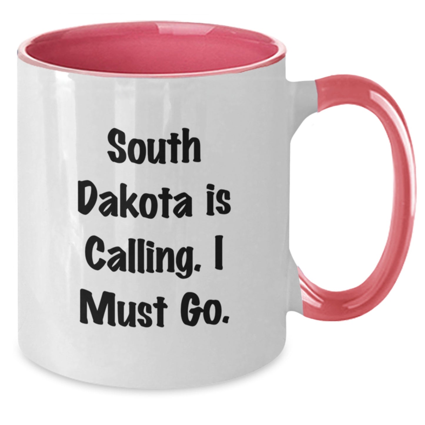 South Dakota Gifts for Men from Friends, Inspirational Two Tone Coffee Mug - Black and White, South Dakota Is Calling I Must Go, Birthday Unique Gifts - Additional