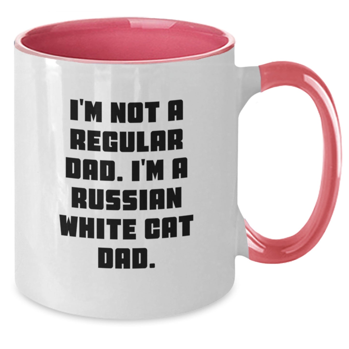 Funny Russian White Cat Dad Two Tone Coffee Mug Gifts for Men Women Friends Family - Additional