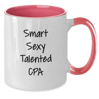 Load image into Gallery viewer, Smart Sexy Talented Cpa Gifts from Friends for Valentine's Unique Two Tone Coffee Mugs, Funny Quotes on Ceramic, Microwave and Dishwasher Safe, 11oz Capacity - Additional
