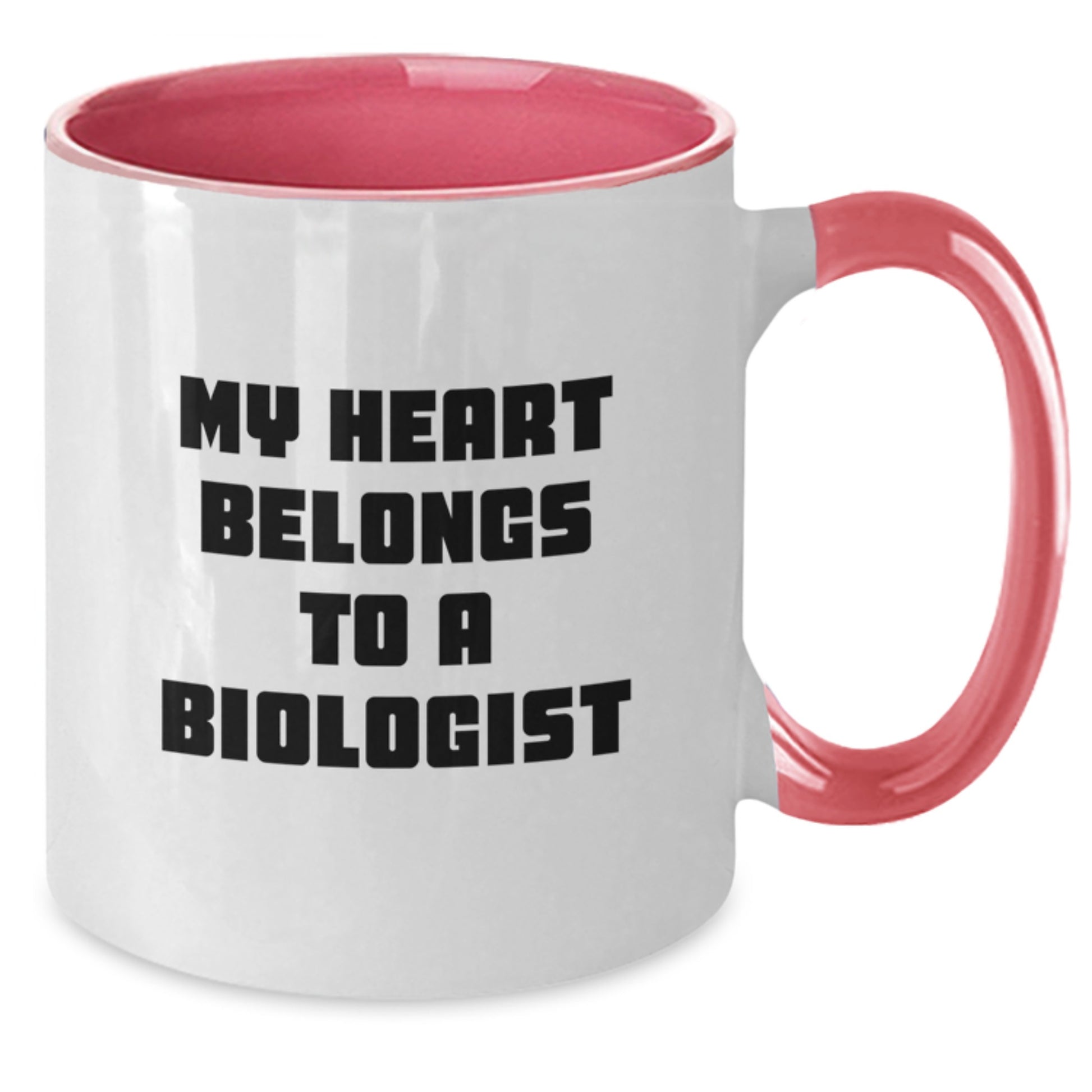 Funny Biologist Gifts for Him Two Tone Coffee Mug - My Heart Belongs To A Biologist Quotes, Graduation Unique Gifts from Friends - Additional
