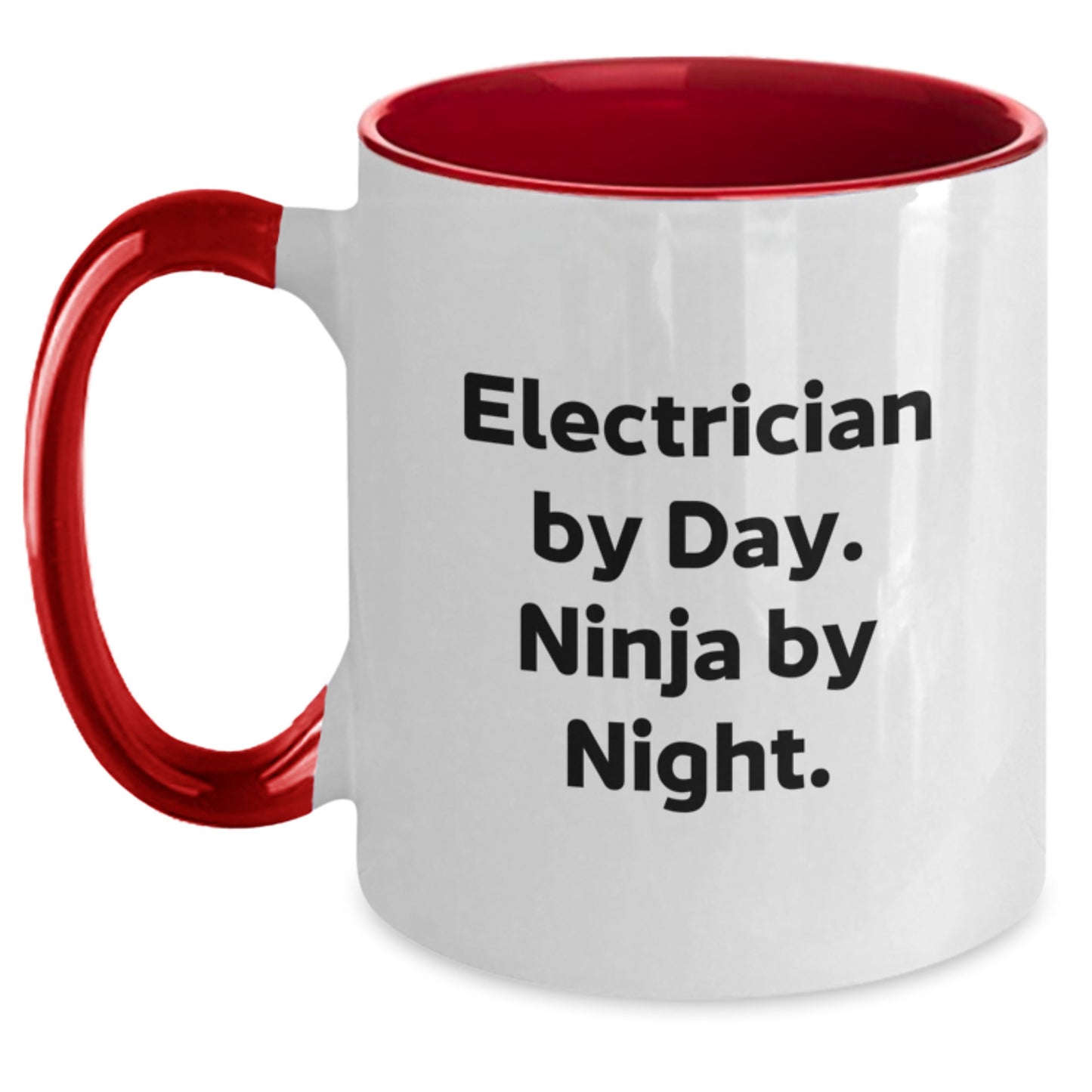 Funny Electrician Gifts from Friends, Unique Graduation Unique Gifts for Men, Electrician By Day Ninja By Night Two Tone Coffee Mug - Main