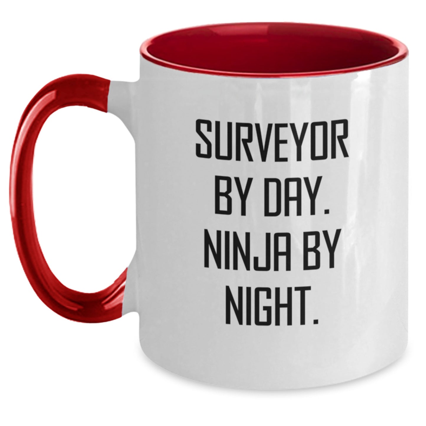 Funny Surveyor Gifts from Friends, Unique Christmas Mugs for Surveyor Lovers, Two Tone Coffee Mug with Surveyor By Day. Ninja By Night. - Main