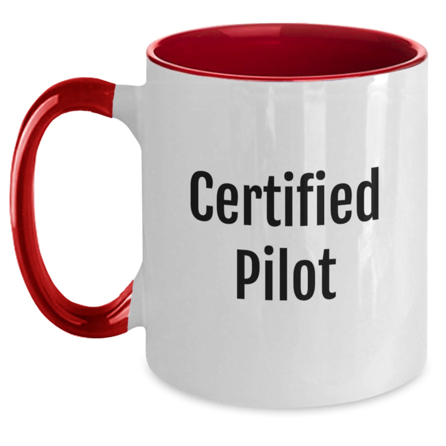 Funny Pilot Gifts from Friends - Certified Pilot Two Tone Coffee Mug, Christmas Unique Gifts for Men, Pilot Themed Mugs for Coffee or Tea, Red and White, 11oz - Main