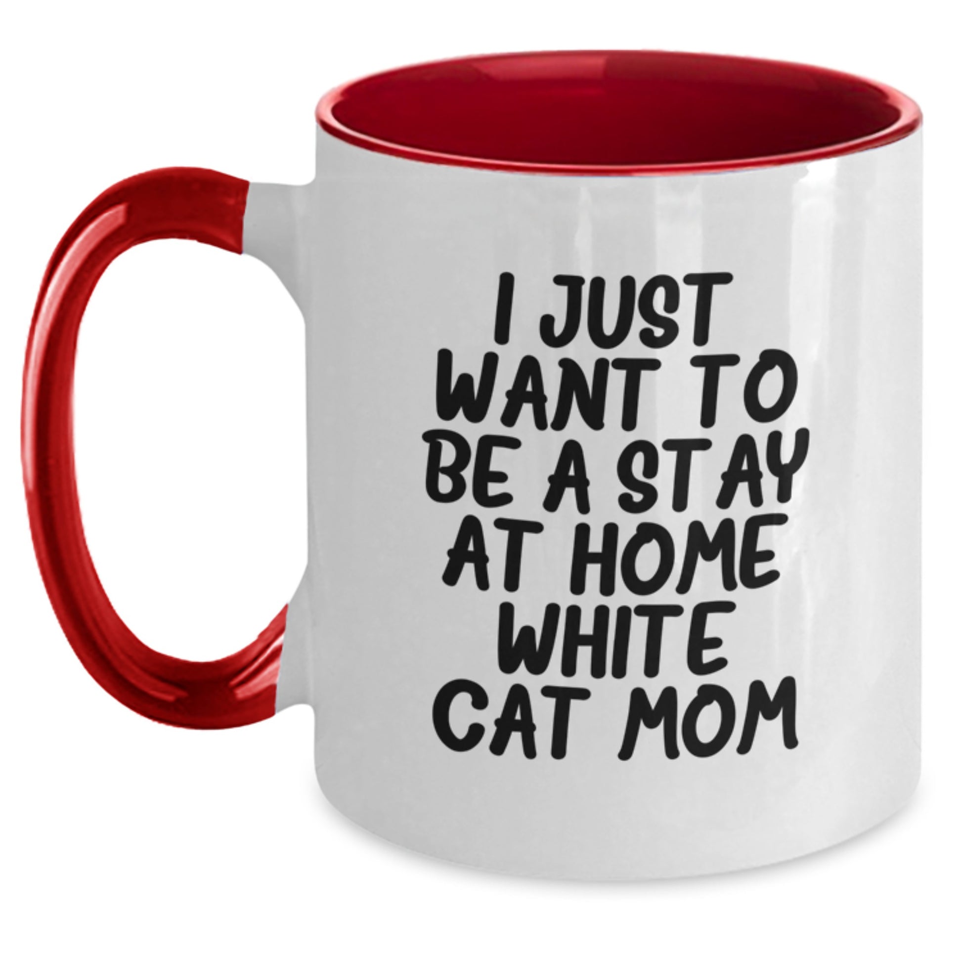 White Cat Mom Gifts from Friends for Graduation Unique White Cat Two Tone Coffee Mugs with Funny Quote - Main
