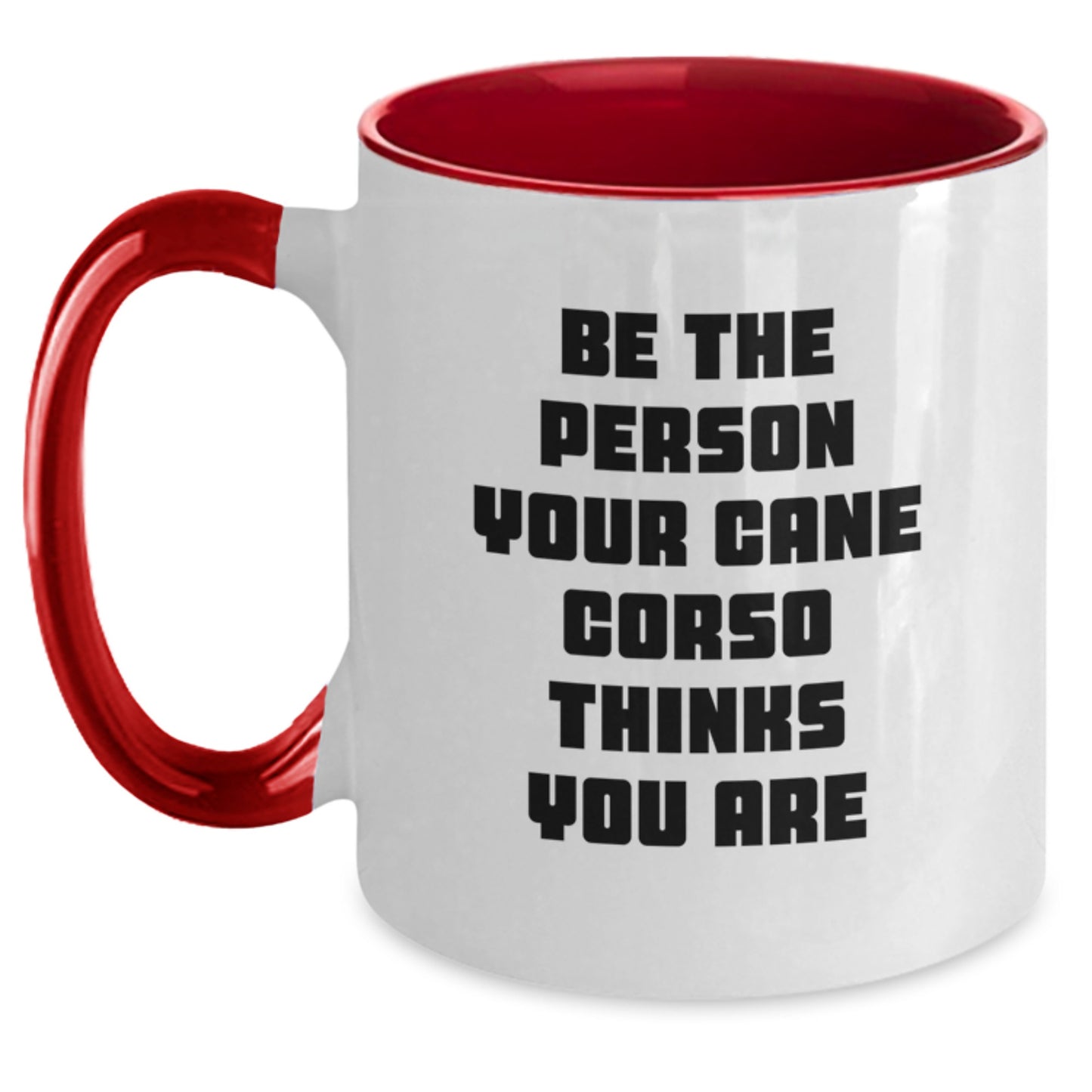 Be the Person Your Cane Corso Thinks You Are Funny Cane Corso Dog Gifts from Friends - Birthday Unique Gifts for Dog Lovers - Two Tone Coffee Mug - Main