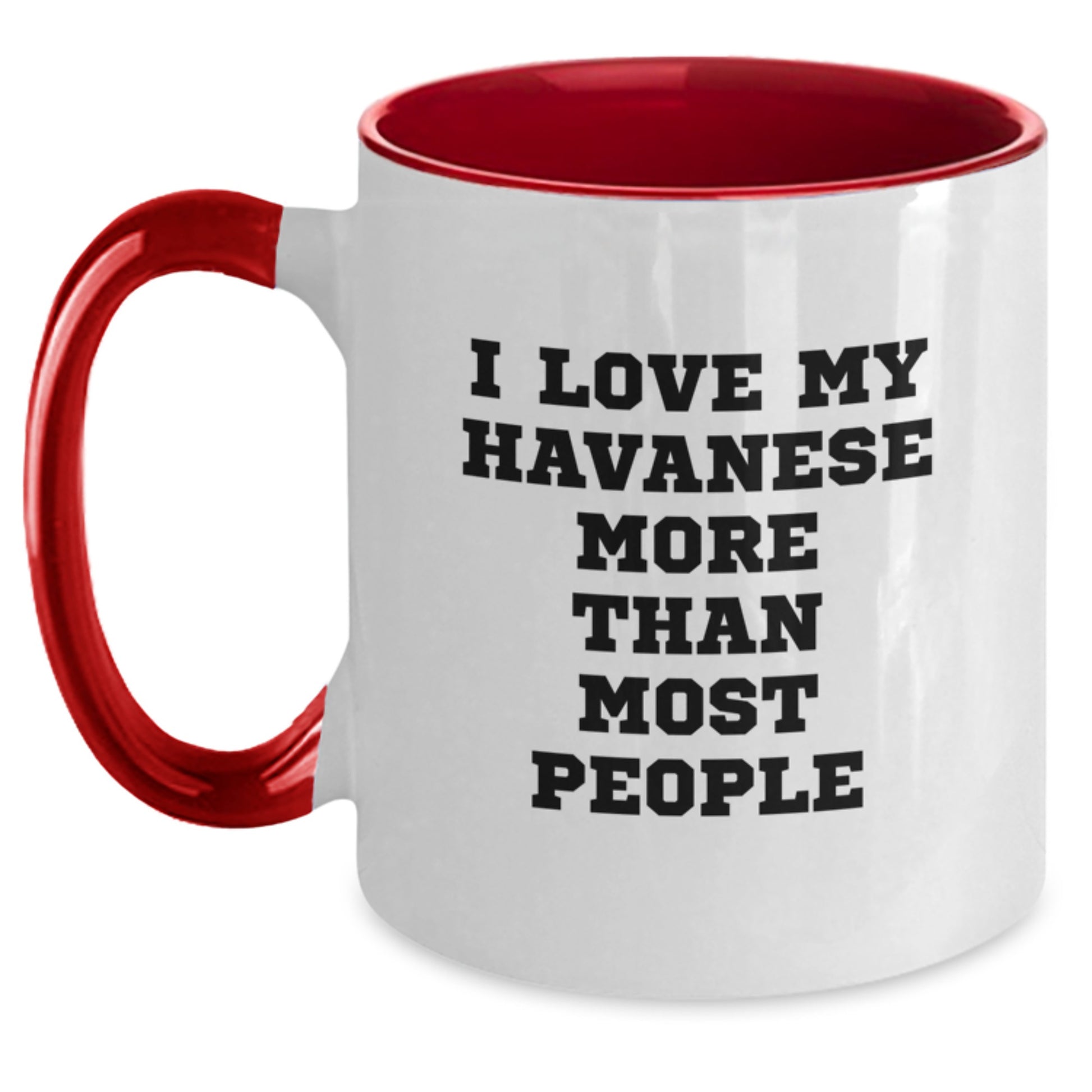 Funny Havanese Dog Lover Gifts from Friends for Birthday - Two Tone Coffee Mug with I Love My Havanese More Than Most People Quote - Main