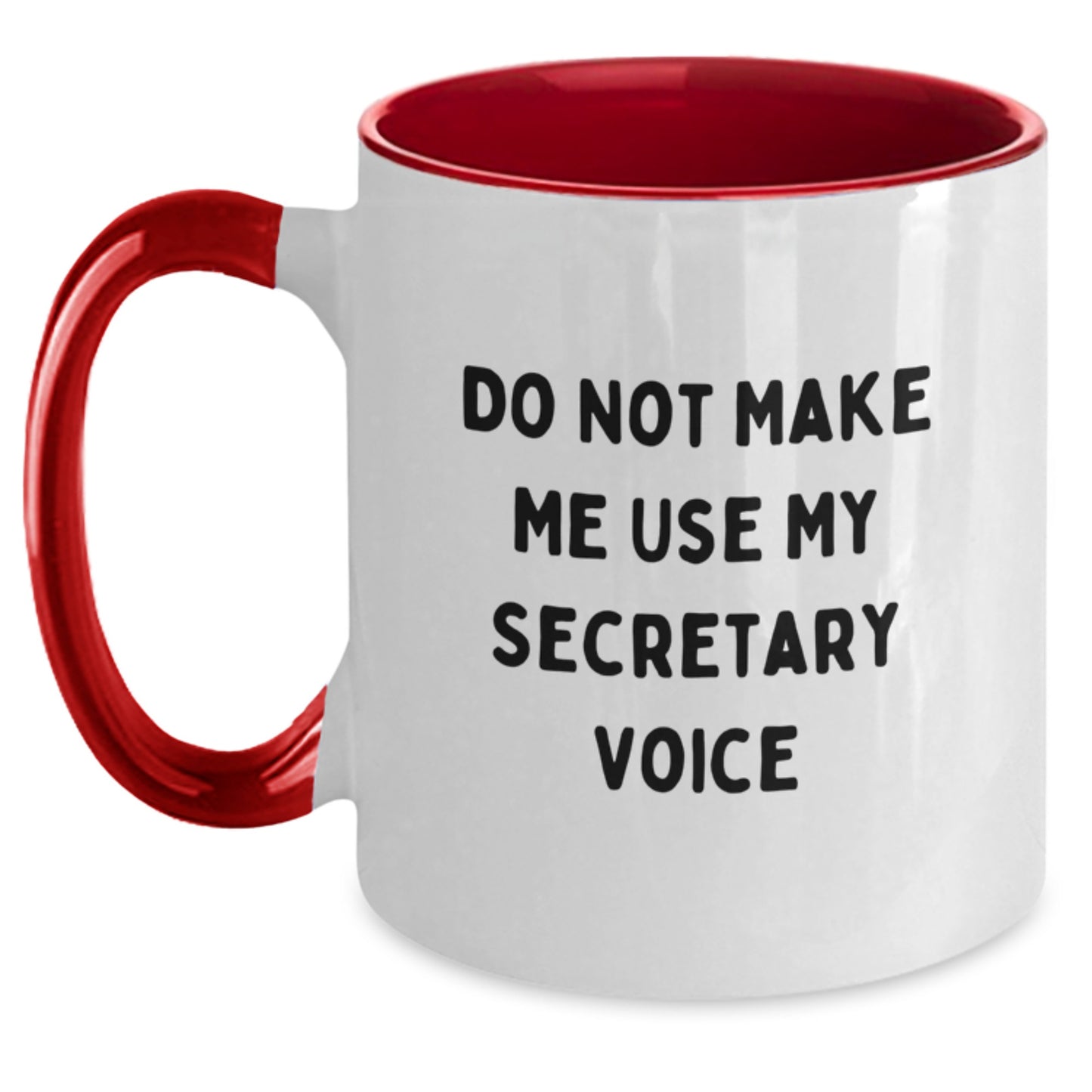 Funny Secretary Gifts from Friends, Unique Graduation Two Tone Coffee Mugs with 'Do Not Make Me Use My Secretary Voice' - Main