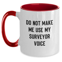 Load image into Gallery viewer, Funny Surveyor Gifts from Friends for Graduation - Do Not Make Me Use My Surveyor Voice Two Tone Coffee Mug - Main
