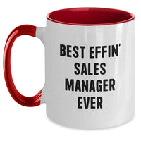 Load image into Gallery viewer, Funny Sales Manager Gifts from Friends - Best Effin&#39; Sales Manager Ever Two Tone Coffee Mug for Men on Christmas Unique Holidays - Main

