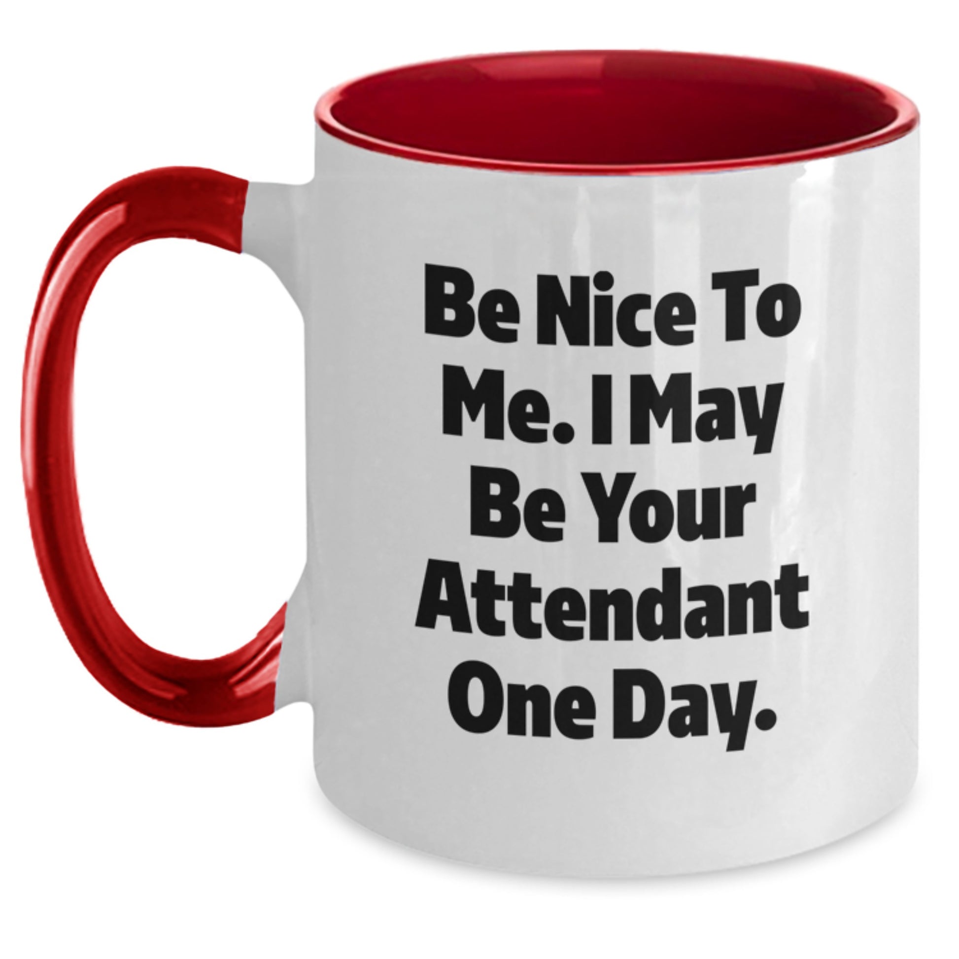 Funny Attendant Gifts from Men, Unique Two Tone Coffee Mugs for Attendant Friends, Be Nice To Me. I May Be Your Attendant One Day. - Main