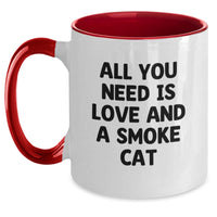 Load image into Gallery viewer, Funny Smoke Cat Gifts from Friends - Smoke Cat Two Tone Coffee Mug Valentine's Unique - Main
