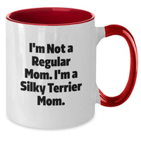 Load image into Gallery viewer, Funny Silky Terrier Mom Two Tone Coffee Mugs, Gifts from Mom to Silky Terrier Dog Lover for Valentine's - Red and White - Additional
