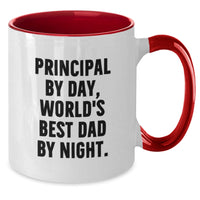 Load image into Gallery viewer, Principal Gifts, Funny Two Tone Coffee Mug, Birthday Unique Gifts from Men for World&#39;s Best Dad By Night. - Additional
