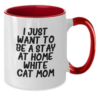 Load image into Gallery viewer, White Cat Mom Gifts from Friends for Graduation Unique White Cat Two Tone Coffee Mugs with Funny Quote - Additional

