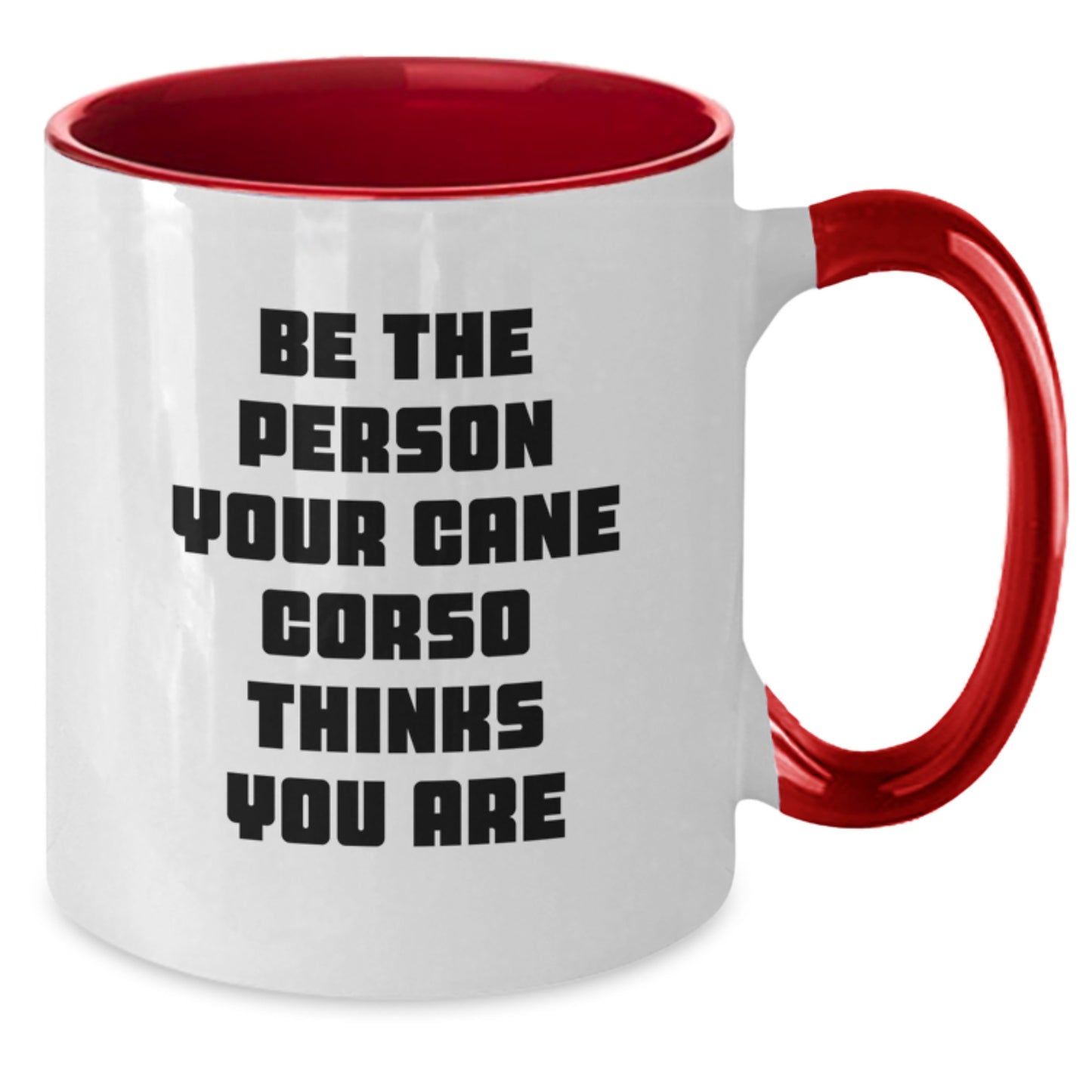 Be the Person Your Cane Corso Thinks You Are Funny Cane Corso Dog Gifts from Friends - Birthday Unique Gifts for Dog Lovers - Two Tone Coffee Mug - Additional