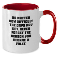 Load image into Gallery viewer, Funny Valet Inspirational Quotes Gifts for Valet Men, Two Tone Coffee Mug, Christmas Unique Gifts from Friends, Never Forget Why You Became a Valet - Additional
