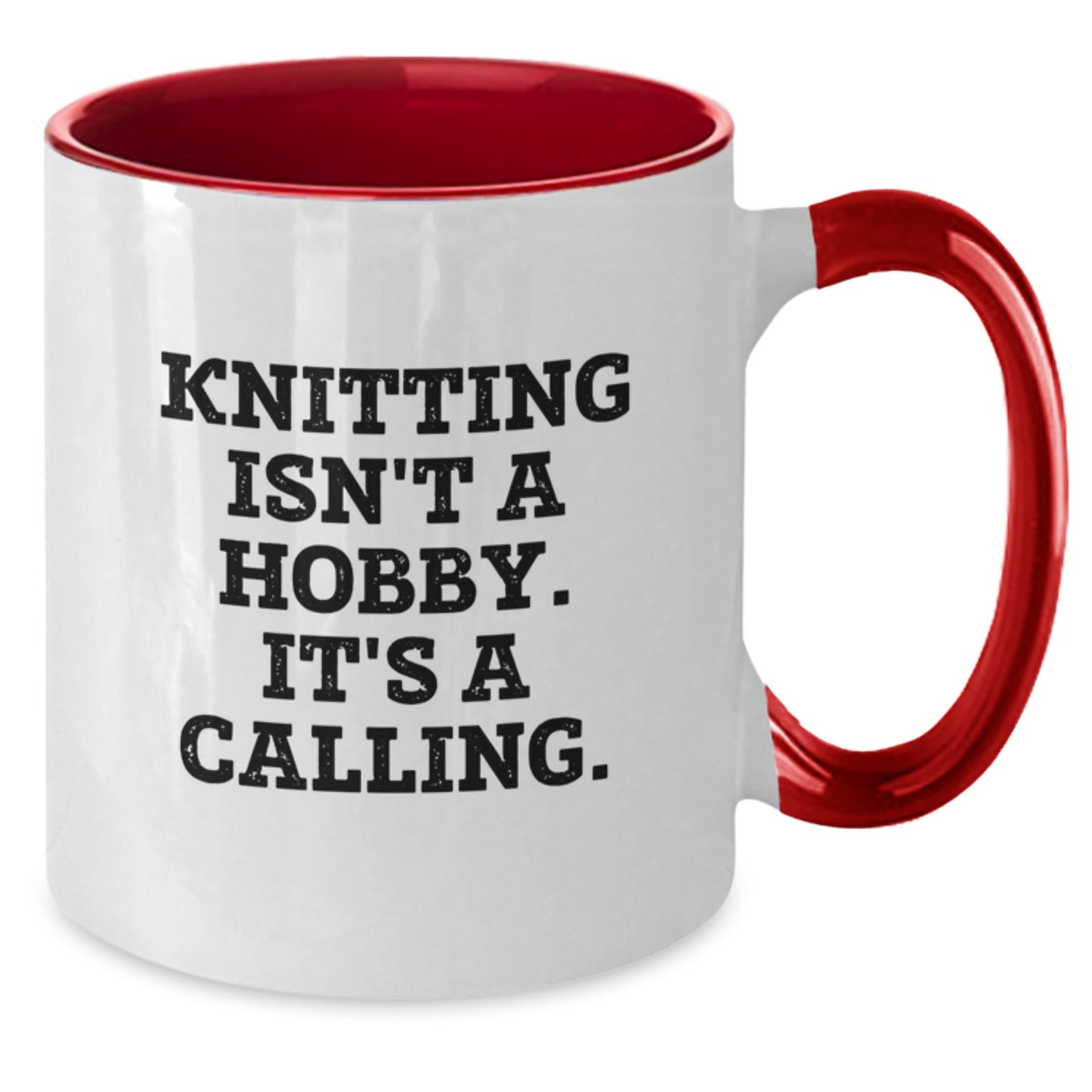 Funny Knitting Gifts for Knitting Enthusiasts - Two Tone Coffee Mug, Black and White, Red and White, Navy and White, or Pink and White, Gifts from Mom, Gifts for Knitting Lover, Birthday Unique Gifts - Additional