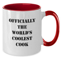 Load image into Gallery viewer, Funny Cook Gifts for Men, Friends, and Family - 'Officially The World's Coolest Cook' Two Tone Coffee Mug - Christmas Unique Gifts from Friends and Family - Additional
