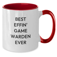Load image into Gallery viewer, Funny Game Warden Gifts from Friends - Best Effin&#39; Game Warden Ever Two Tone Coffee Mug, Birthday Unique Presents for Men, Women, Family, Coworkers - Additional
