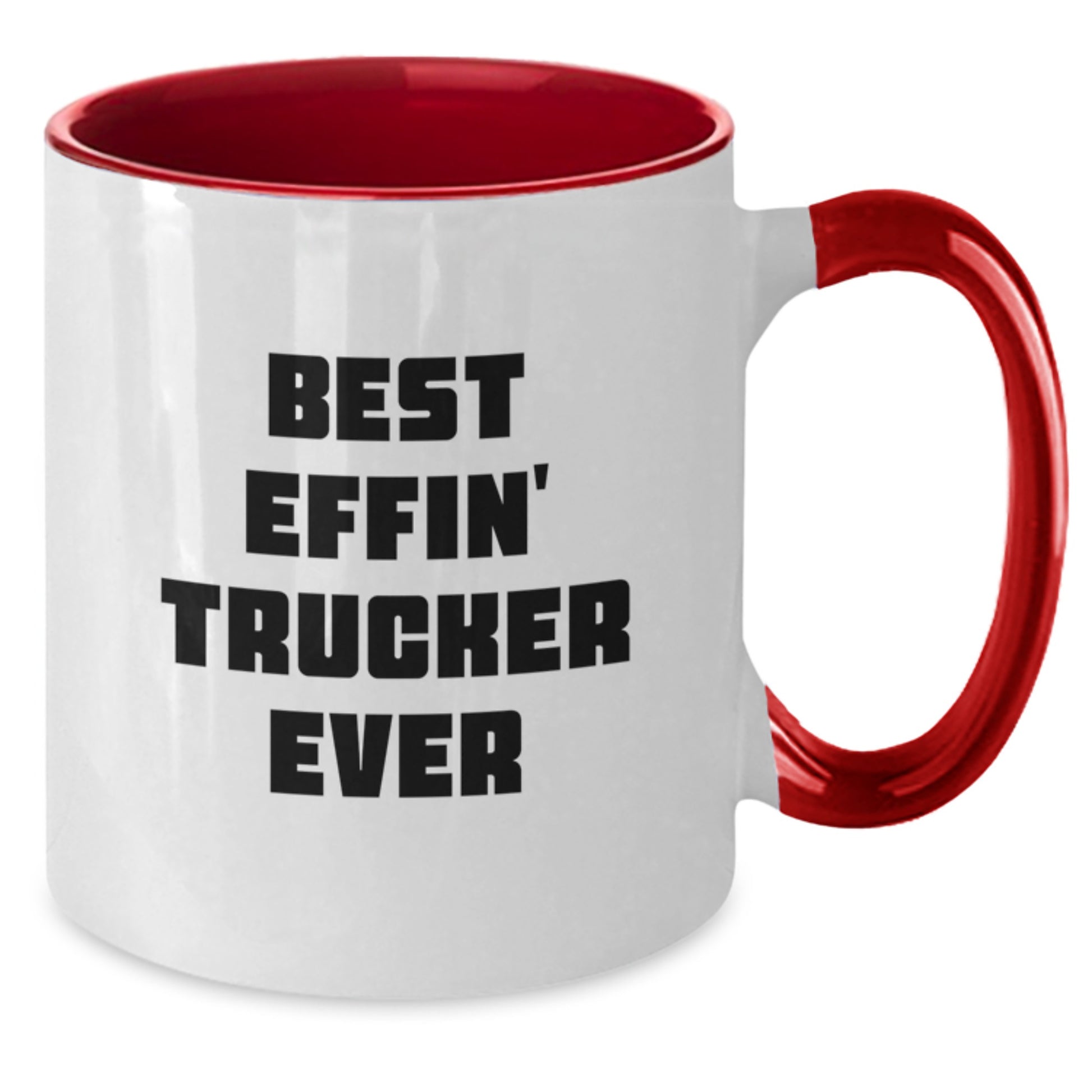 Funny Trucker Gifts from Friends, Unique Two Tone Coffee Mug for Men, Best Effin' Trucker Ever, Christmas Unique Gifts - Additional