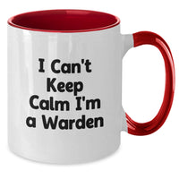 Load image into Gallery viewer, Funny Warden Gifts from Friends to Warden for Christmas Unique Two Tone Coffee Mug I'm A Warden, I'm In Charge, Warden Life, Warden Love - Additional
