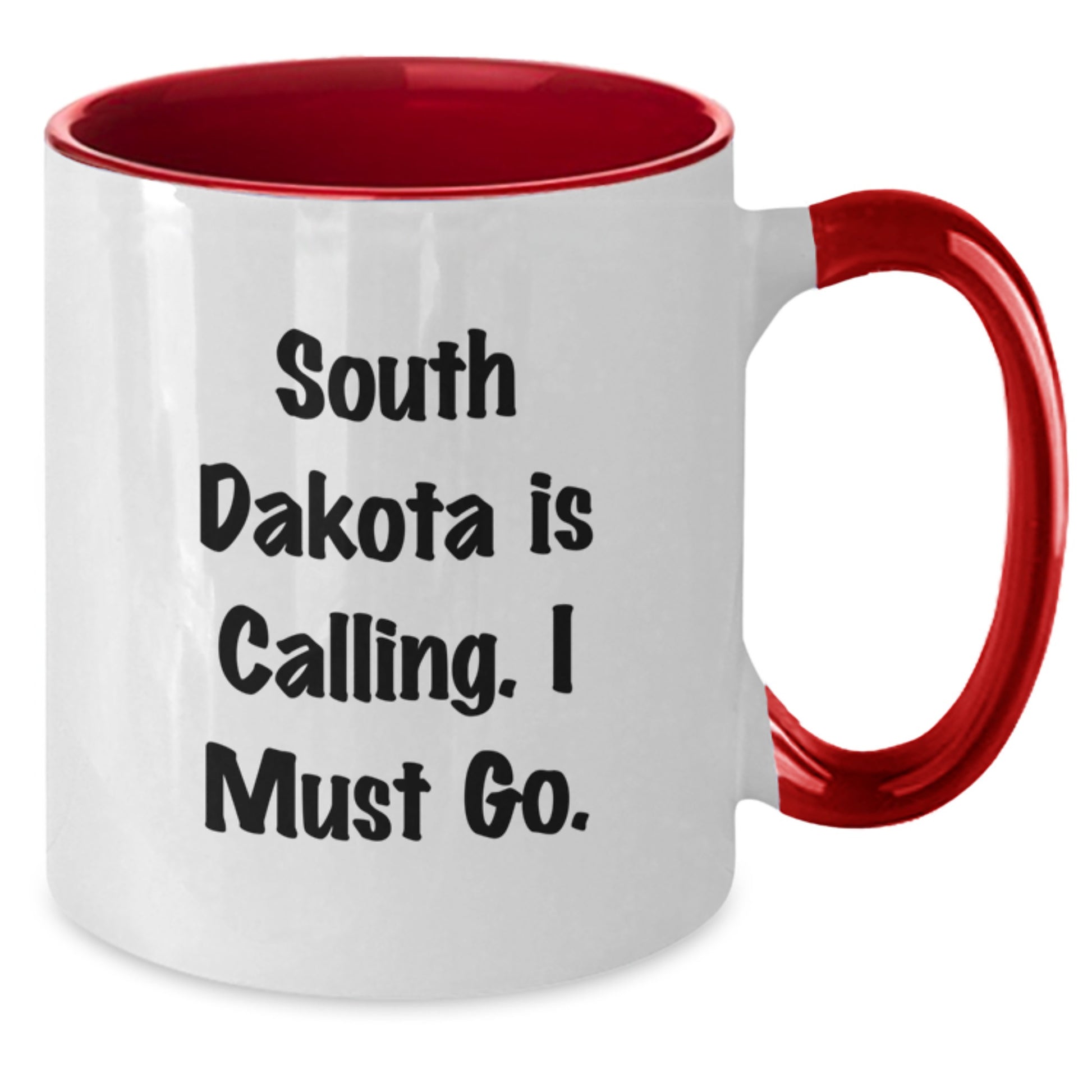 South Dakota Gifts for Men from Friends, Inspirational Two Tone Coffee Mug - Black and White, South Dakota Is Calling I Must Go, Birthday Unique Gifts - Additional