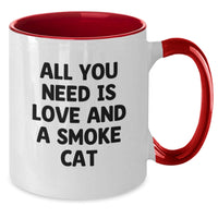 Load image into Gallery viewer, Funny Smoke Cat Gifts from Friends - Smoke Cat Two Tone Coffee Mug Valentine's Unique - Additional
