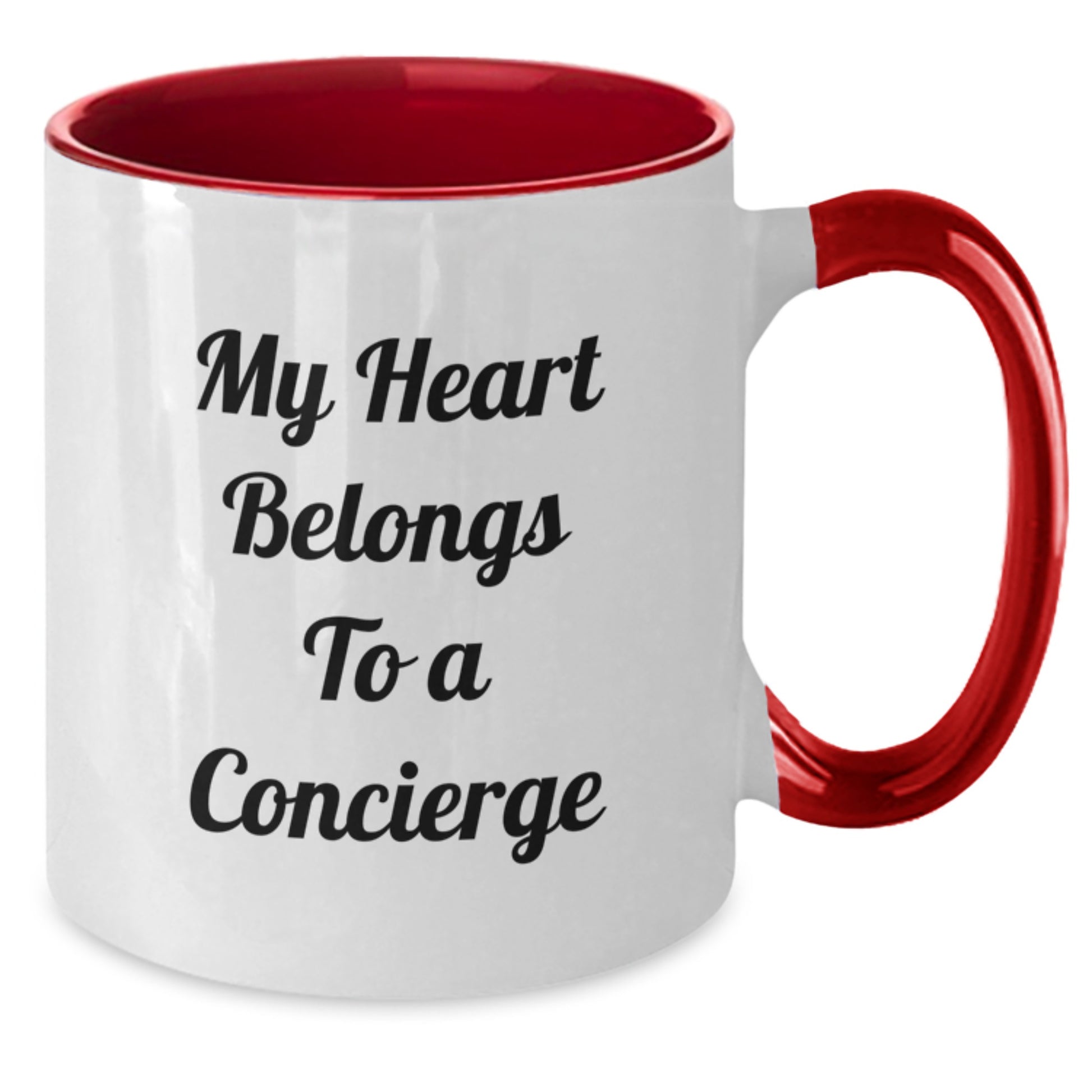 Funny Gifts from Men to Concierge - My Heart Belongs To A Concierge Two Tone Coffee Mug, Birthday Unique Gifts for Concierge, Men, Women, Friends, Coworkers, Family - Additional