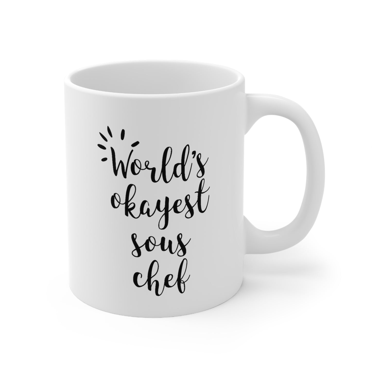 Chef Ceramic Coffee Mug - World's Okayest Sous Chef Design | Funny Gift for Cooking Enthusiasts