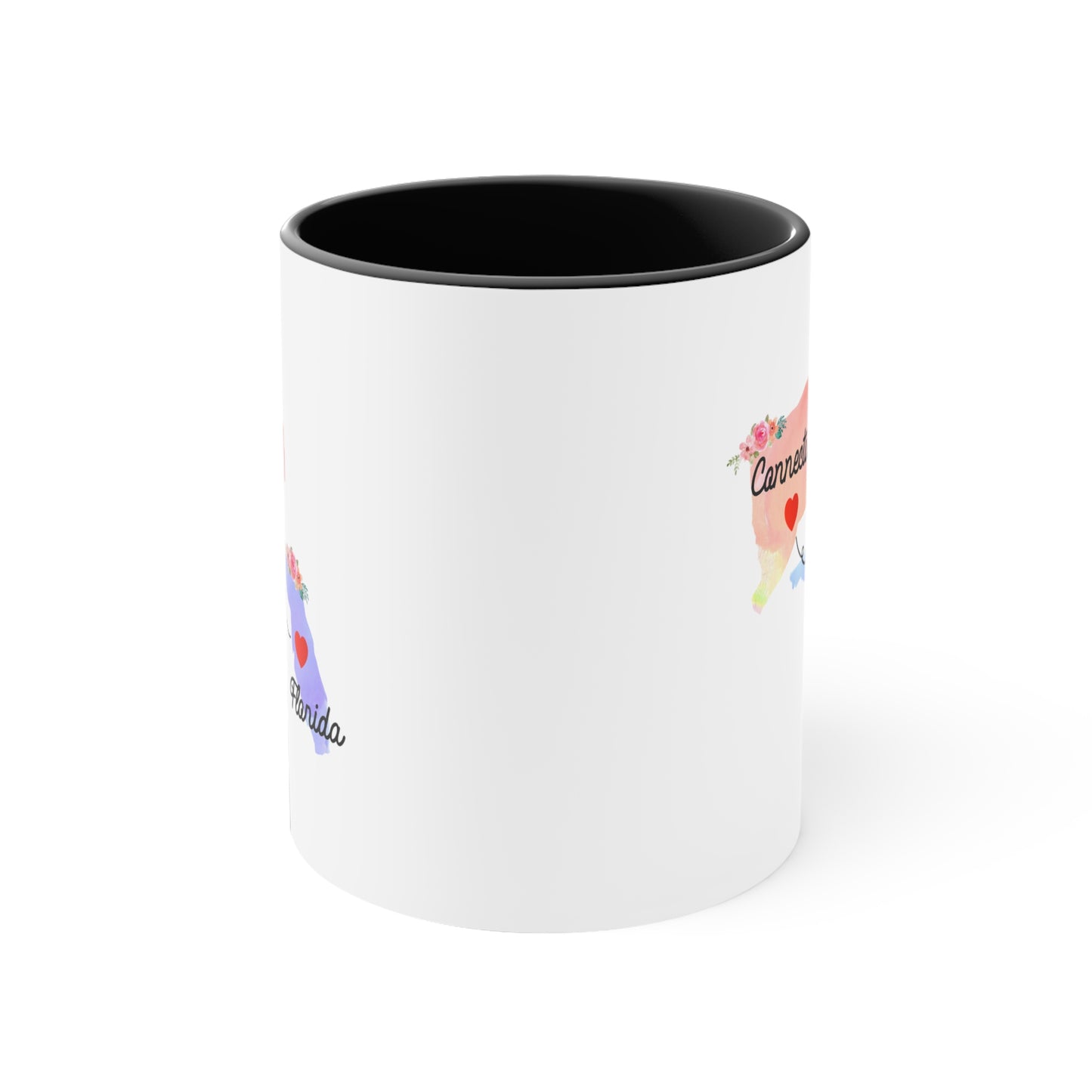 Connecticut Florida Gifts | Long Distance State Two Tone Coffee Mug | State to State | Away From Home Family | Moving Away Mug