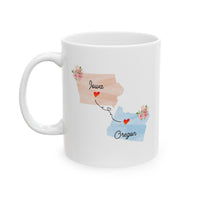 Load image into Gallery viewer, Mom and Dad Ceramic Coffee Mug - Long Distance States Design | Perfect Gift
