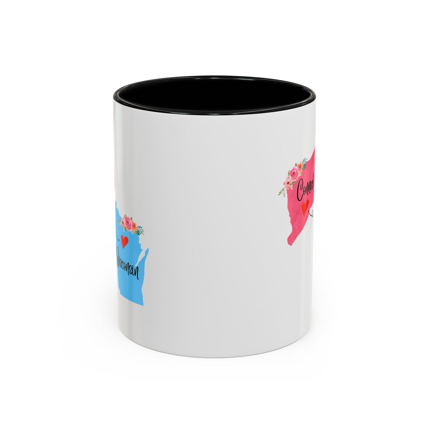 Long Distance Relationship Coffee Mug - Connecticut & Wisconsin Design | Moving Away Gift