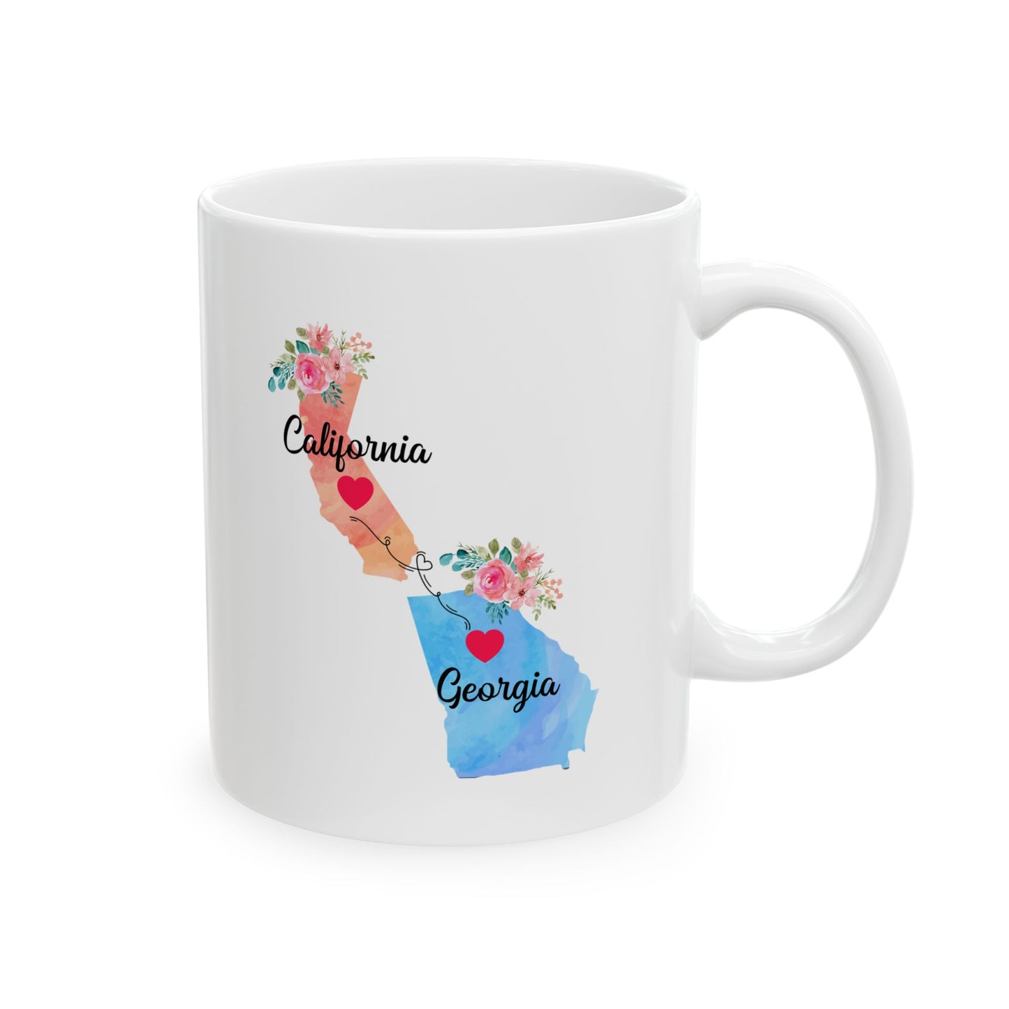 Mom and Dad Long Distance Coffee Mug - California and Georgia Design | Perfect Gift for Parents