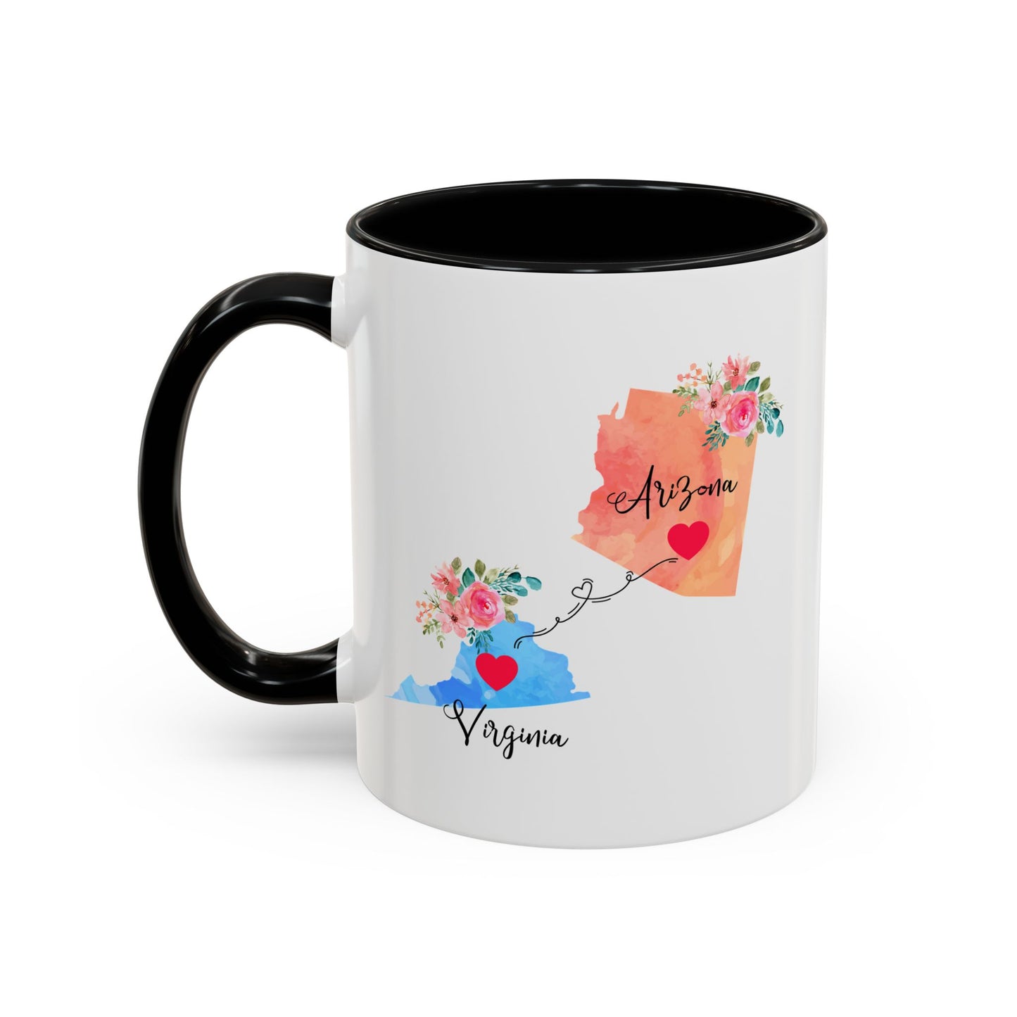Long Distance Family Coffee Mug - Arizona & Virginia Design | Moving Away Gift