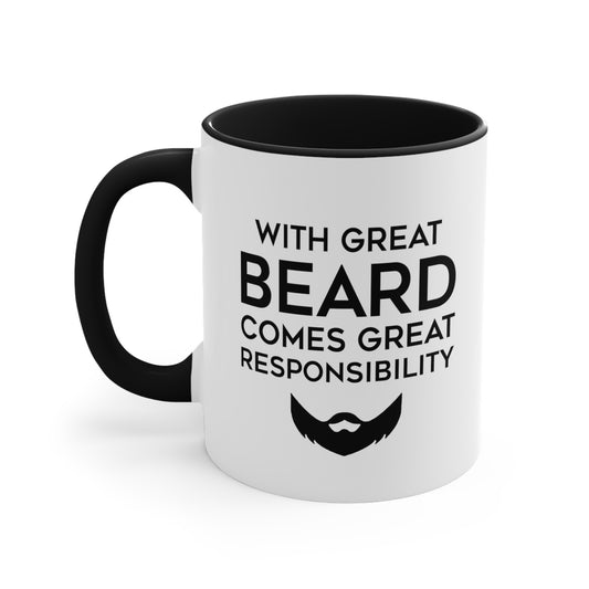 Dad Two Tone Coffee Mug - With Great Beard Comes Great Responsibility | Father's Day Gift