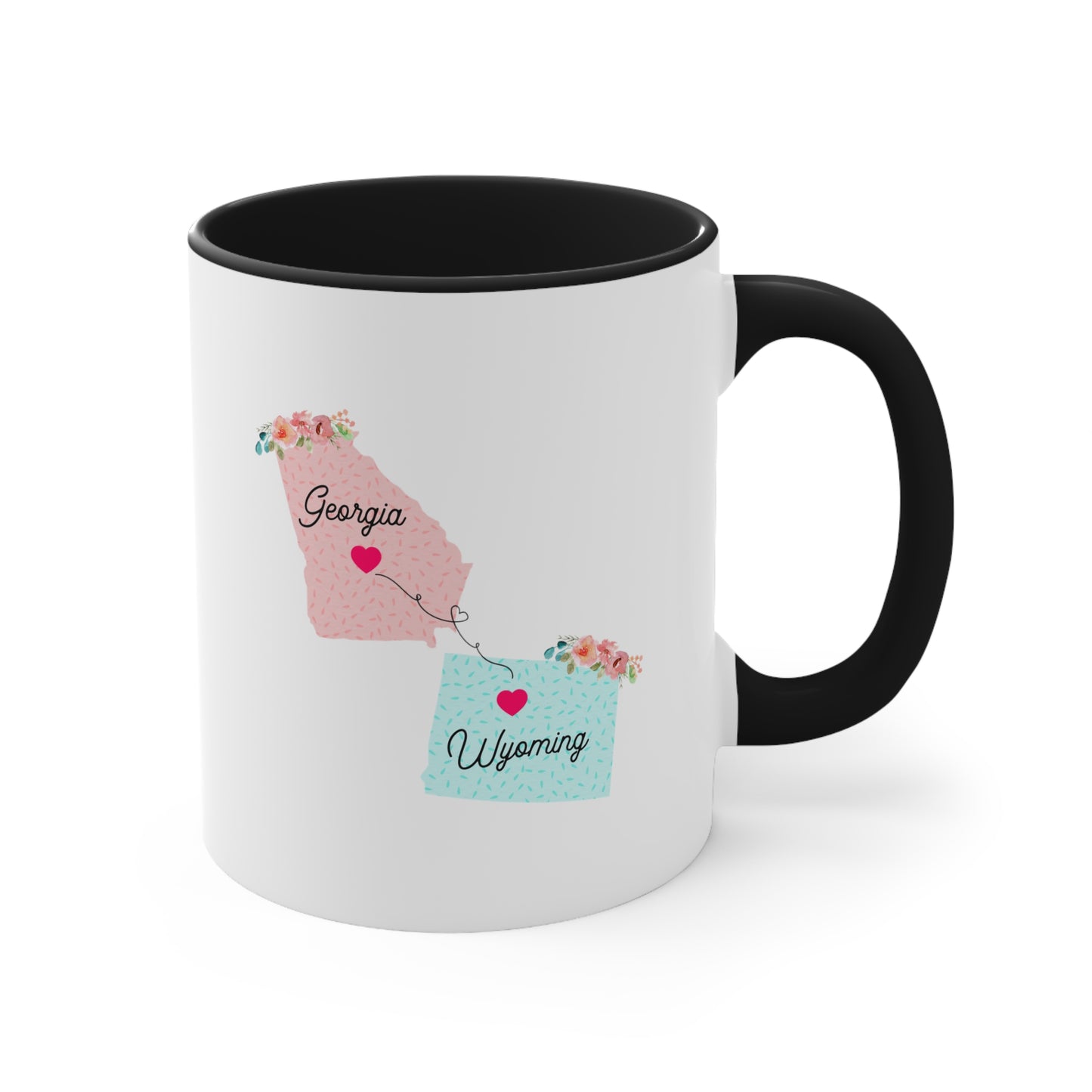 Long Distance Family Coffee Mug - Georgia & Wyoming Design | Moving Away Gift