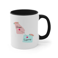 Load image into Gallery viewer, Long Distance Family Coffee Mug - Georgia &amp; Wyoming Design | Moving Away Gift
