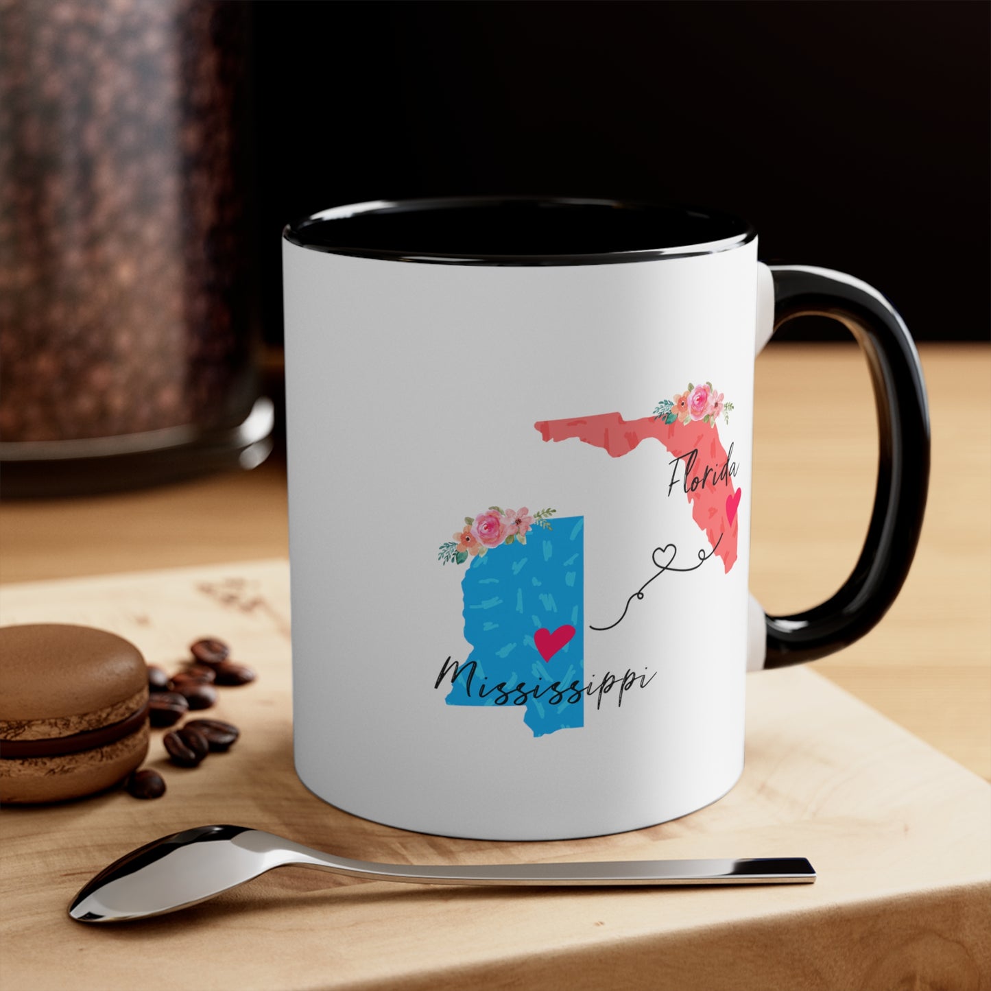 Long Distance Love Coffee Mug - Florida Mississippi Design | Moving Away Gift